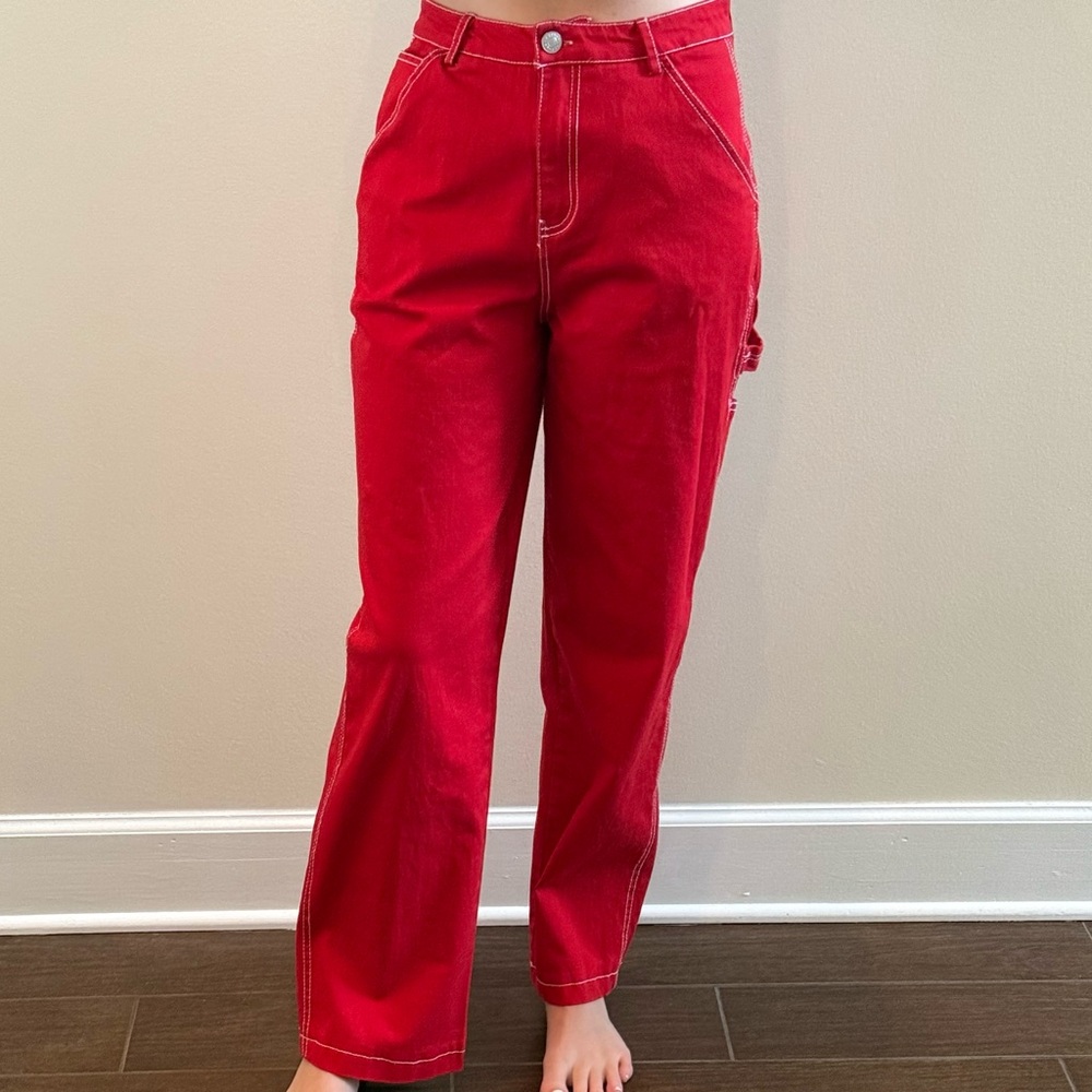 Refuge red painter’s style high waisted pants